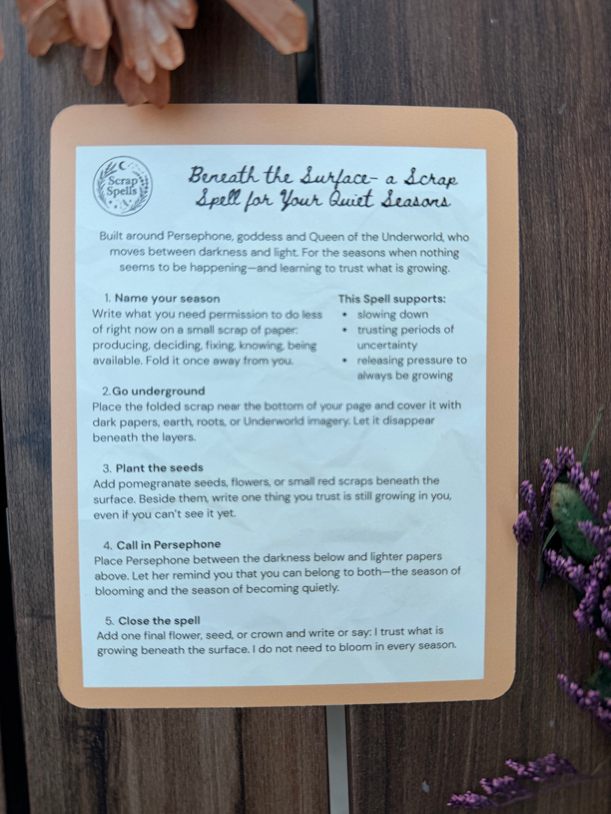 Persephone, Goddess of Seasons, Surrender & Renewal — Envelope Ritual