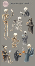 Death Before Decaf Skeletons Sticker Sheet