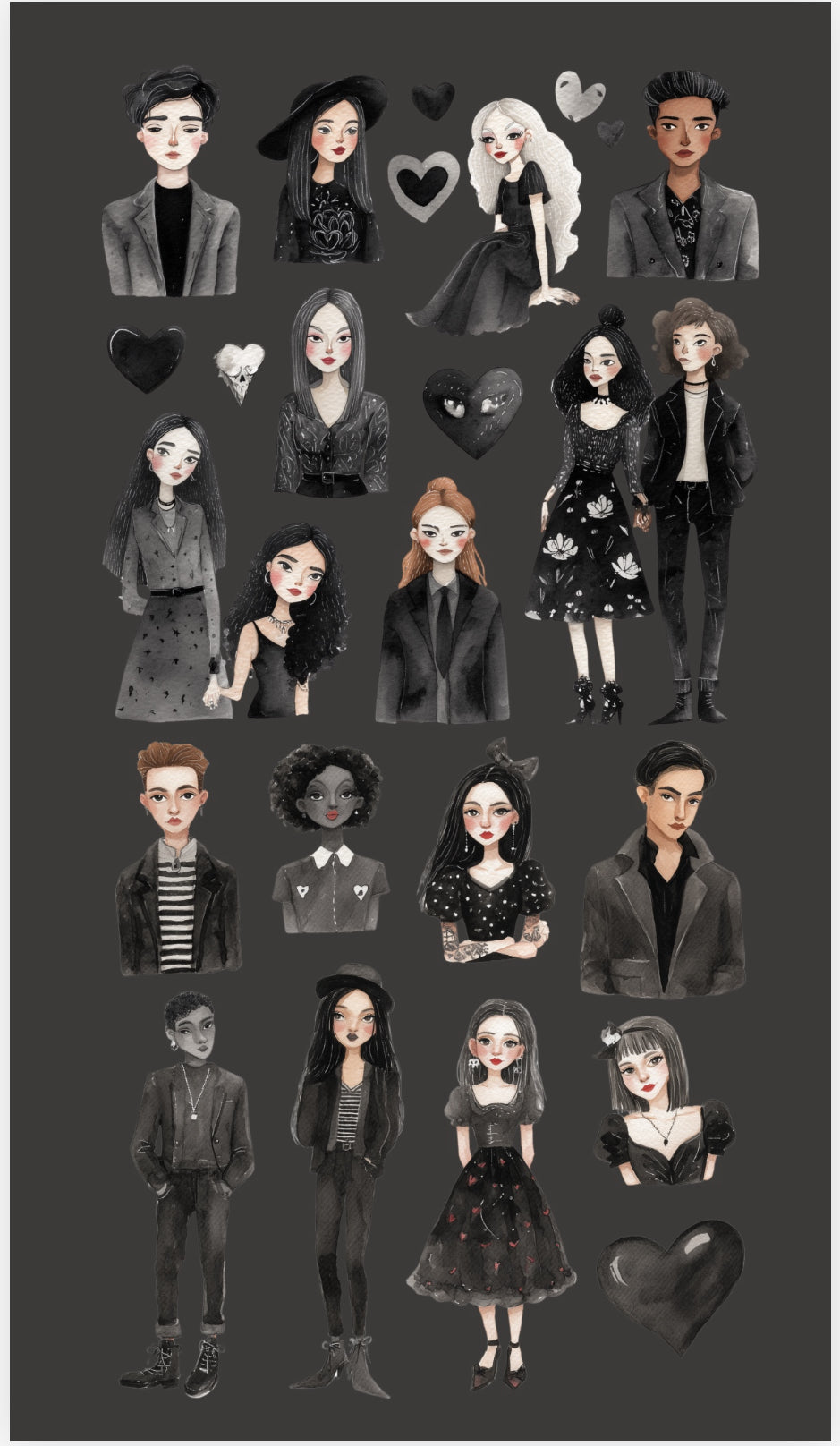 Goth Party People Sticker Sheet