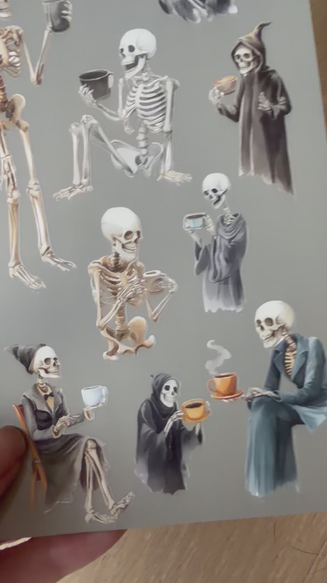 Death Before Decaf Skeletons Sticker Sheet