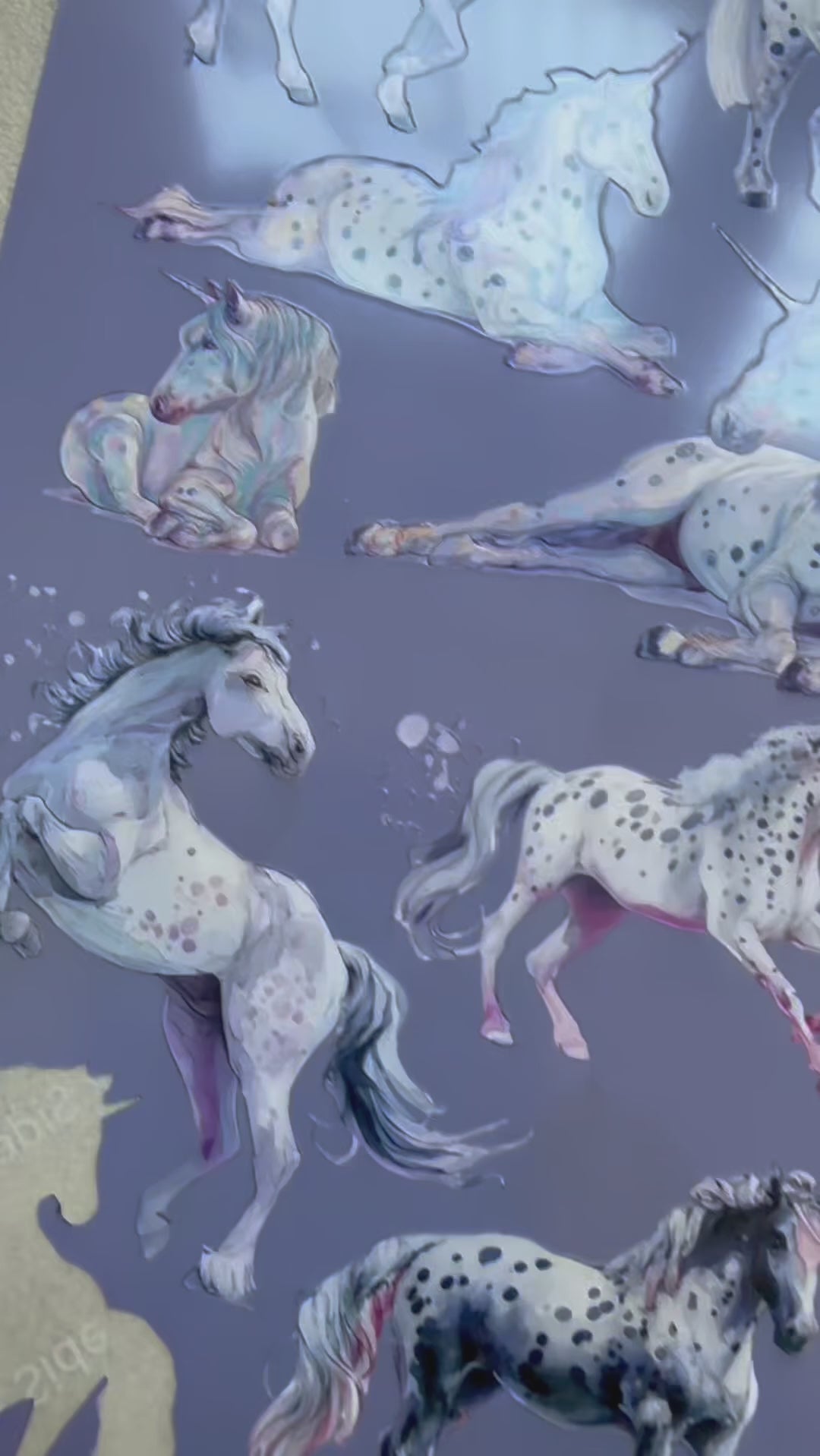 Dreamer Hearts Sticker Sheet (Purple Horses & Unicorns)