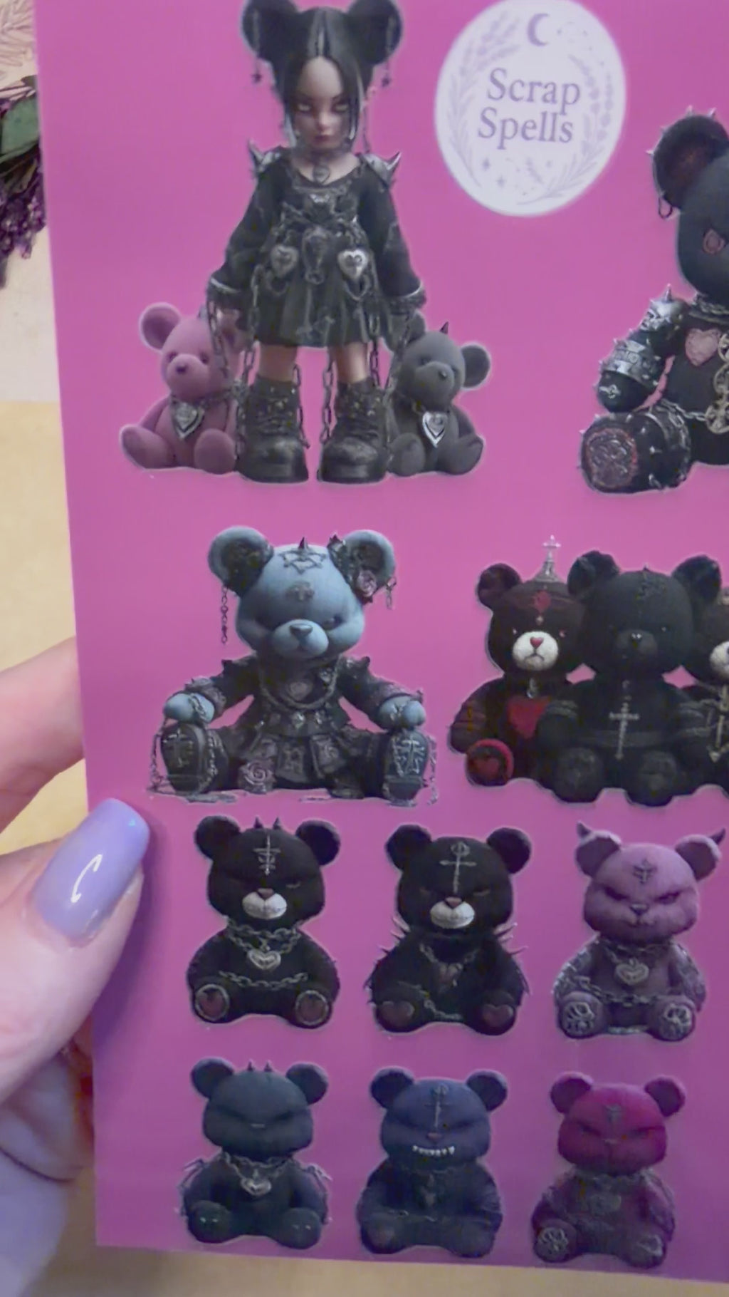 Gothic Teddy Bears Sticker Sheet